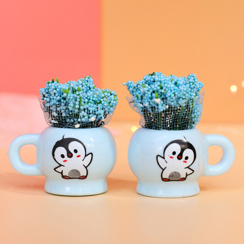 Cartoon Simulation Flower Water Pot Desktop Decorative DIY Creative Small Gift Student Gift Room Decoration