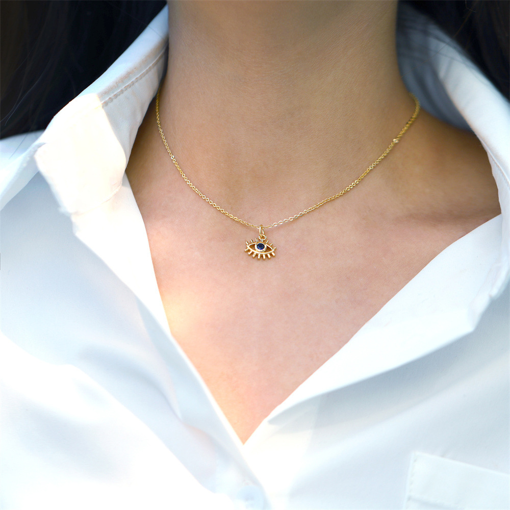 Devil Eye Turkey Blue Eye Diamond Pendant Copper Plated Real Gold Necklace