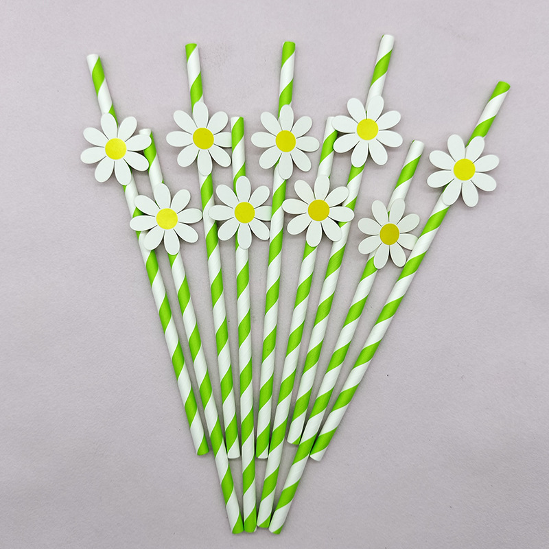 Flores de paja decoración fiesta papel paja margarita desechable postre pastel bar bebida paja