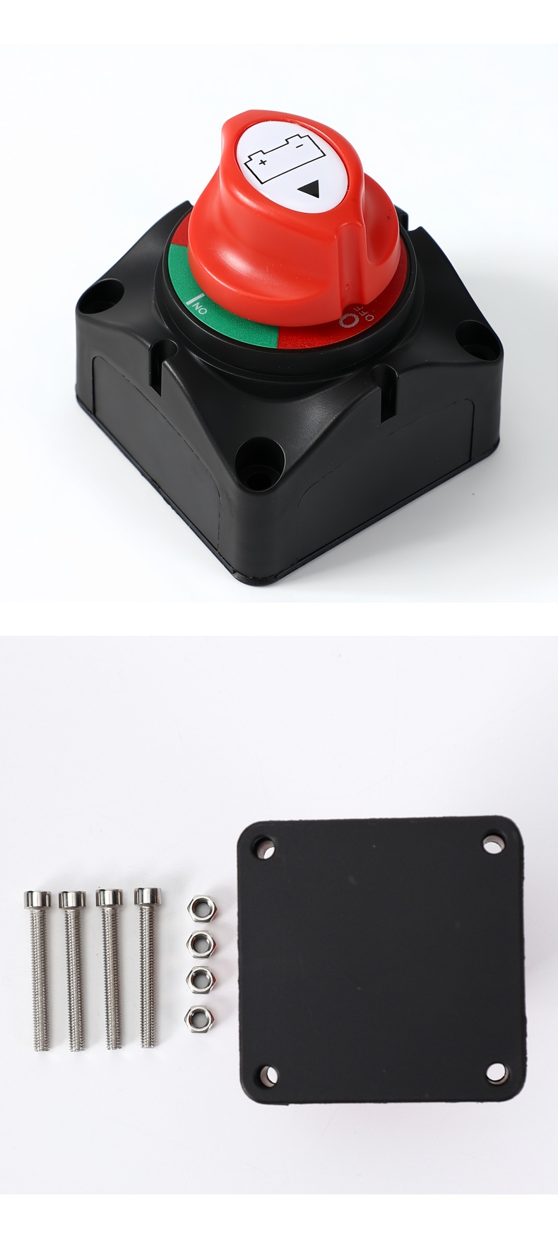 RV modified dual-copper-column two-position battery power-off switch with small cover, knob-type anti-leakage power main switch, made of pure copper