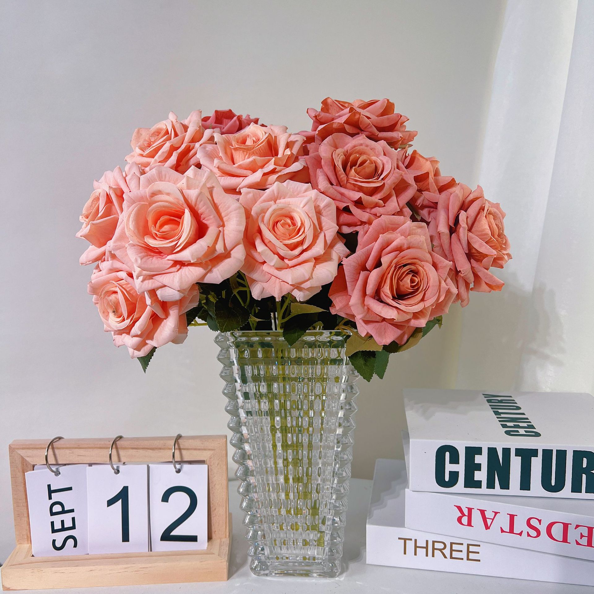 Simulation 7 Curling rose wedding Wedding celebration bride Hand tied bouquet Home decorate hotel Photography prop wholesale