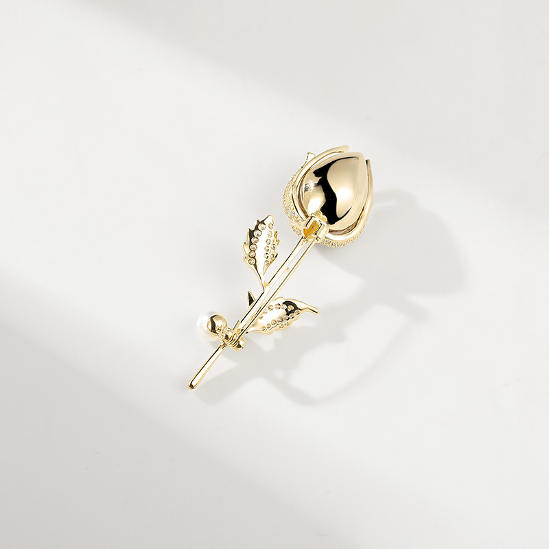 Spilla rosa tridimensionale di alta qualità, spilla in zircone con perla portaoggetti vuoto_voghion.com