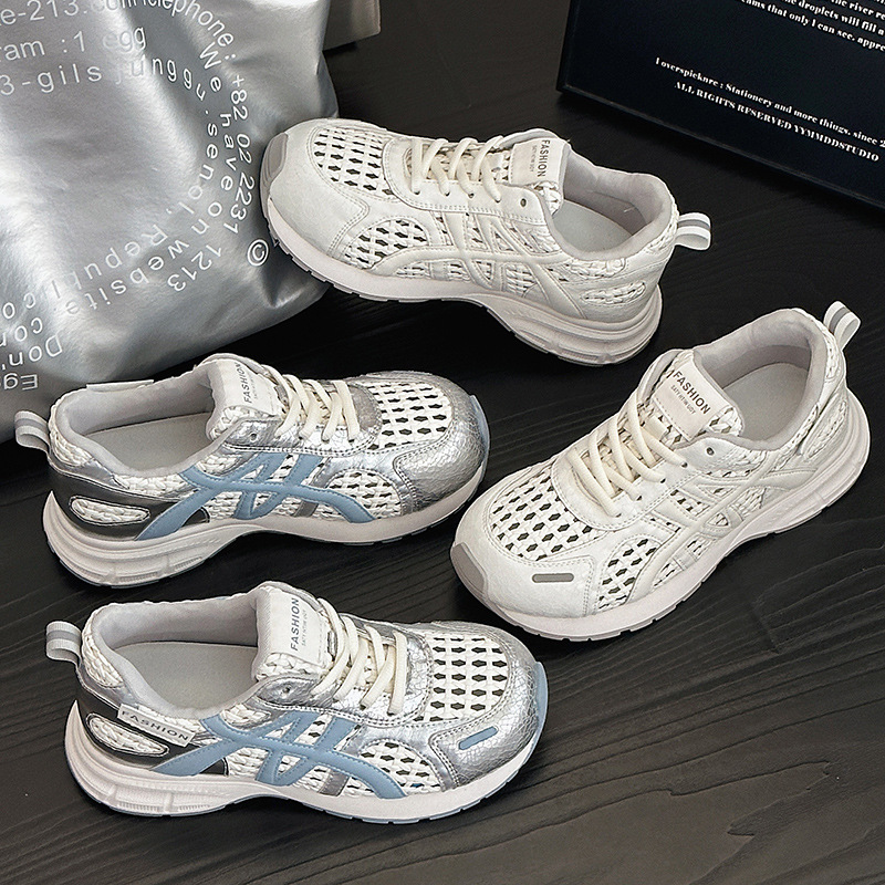 2025 Summer Women's Dad Shoes Breathable Jogging Shoes Fashion Versatile Hiking Shoes Ins Internet Celebrity Trendy Shoes Sandals