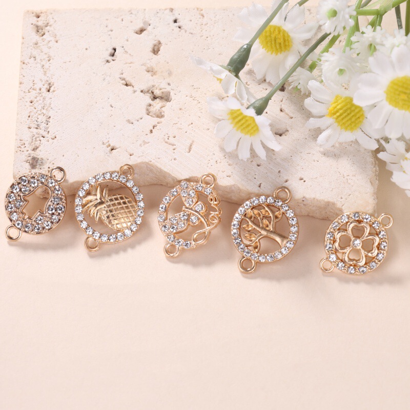 Hollow Butterfly Life Tree Palm Diamond DIY Double Pendant Alloy Accessories Full Diamond Hollow Bracelet Hand Tag Accessories