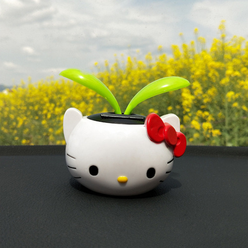 Cross-border creative ornaments solar swing apple blossom cartoon grass animal shape sun flower car decoration