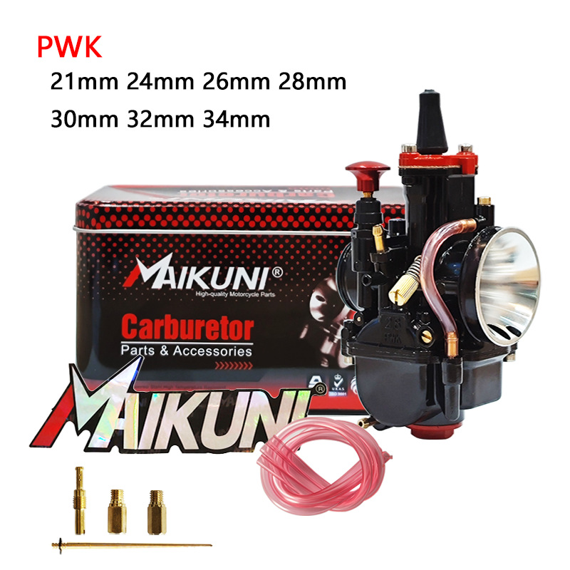 Maikuni Iron Box Motorcycle Pwk Carburetor 21 24 26 28 30 32 34mm Black and Red Painted Model