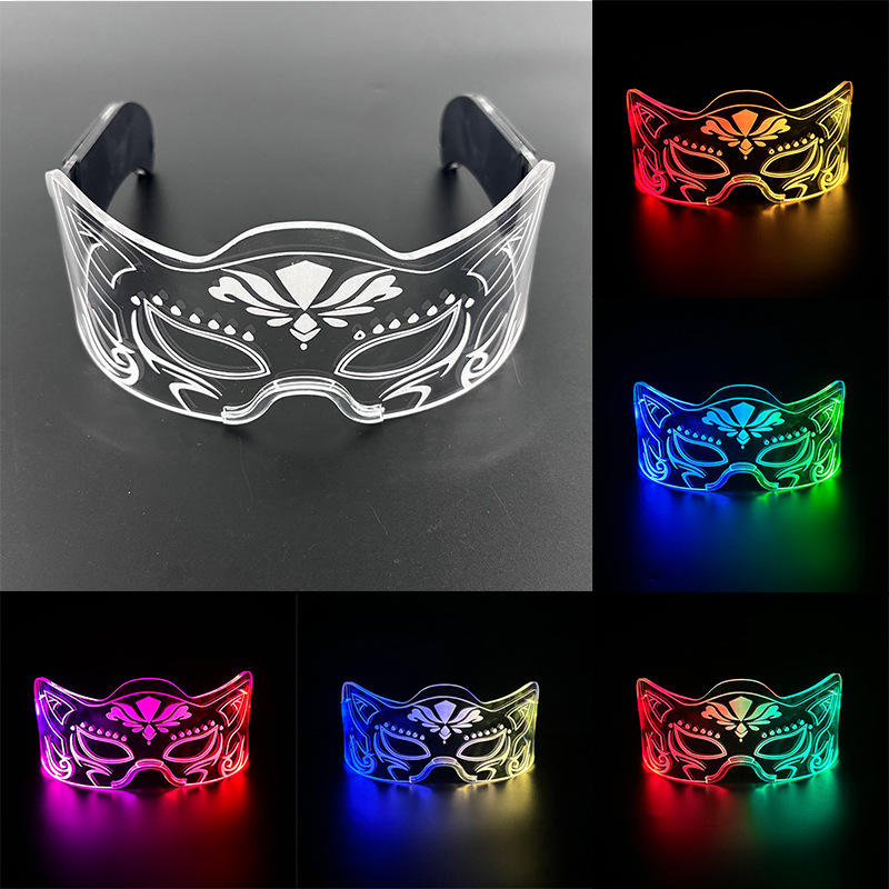 Tecnología del futuro gafas luminosas cool bar equipo bungee atmósfera props LED color media cara gafas de fiesta