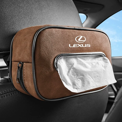 Car tissue box/set sports/traditional seat car - lexus-brown-metal-paper-mouth-suede
