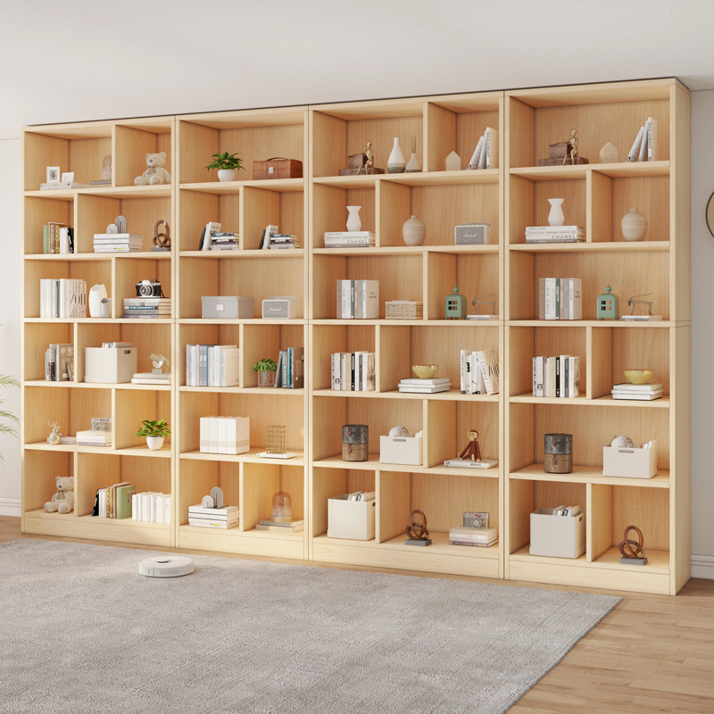 Solid Wood Bookshelf, 2.2m High Floor-To-Ceiling Storage Shelves, Integrated Against the Wall for Living Room, Children's Solid Wood Bookcase, Integrated Wall-To-Ceiling