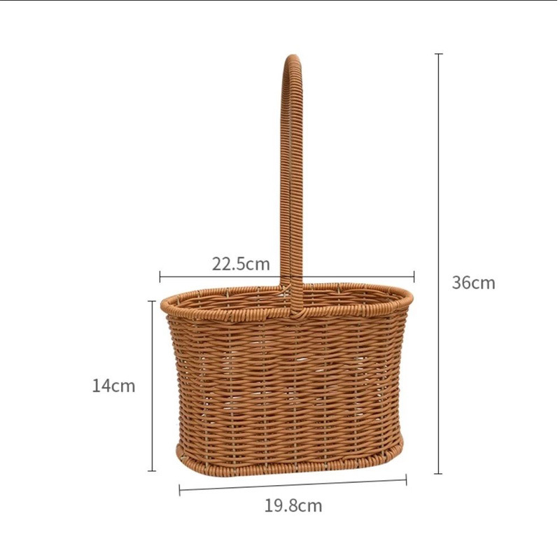 Cesta de hierro tejida a mano para el día del maestro, cesta de flores de mano de ratán de estilo pastoral retro, cesta de arreglo floral para salón, bricolaje