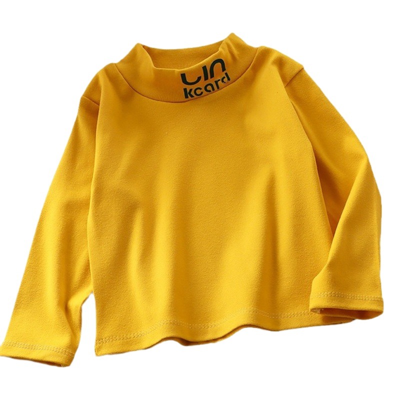 Niños de una sola capa de terciopelo estiramiento ropa de abrigo niños niñas bebé manga larga cuello alto bottoming camisa Otoño e Invierno marea venta al por mayor