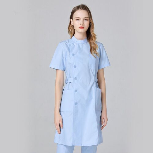 Nurse clothes, women's long-sleeved white coat, beauty salon, pharmacy work clothes, split suit, summer short-sleeved, standing collar, laboratory