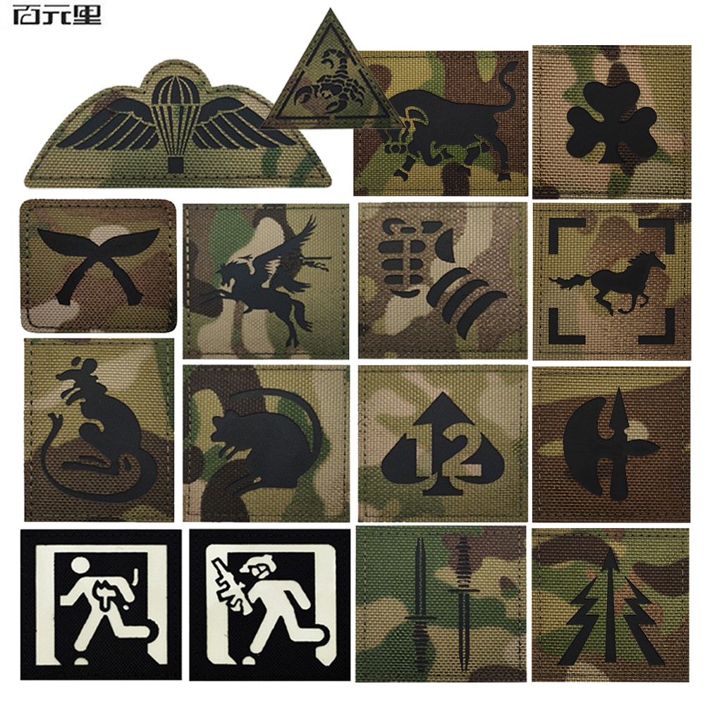 Taizhong en stock reflexión infrarroja animal escorpión Pegasus ratón reflectante Velcro camuflaje cuadrado etiqueta de la insignia