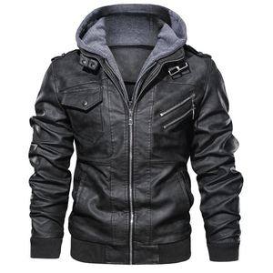 leather jacket men hoodies 男 military jacket pu皮衣男厚图片