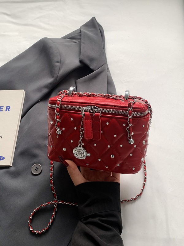 Xiaoxiangfeng Lingge Fashion Handbag Bolso cuadrado pequeño Mujer 2025 Transfronterizo nuevo bolso bandolera de cadena de alta calidad