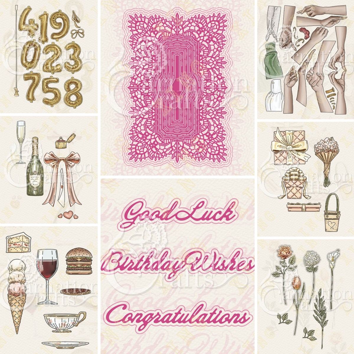 优雅的茎花卉数字气球模组刀模切割模具DIY压花剪贴簿模具贺卡