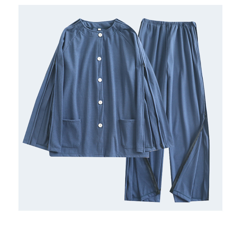 남성용 블루 벨벳 다크 그리드 간호복 세트