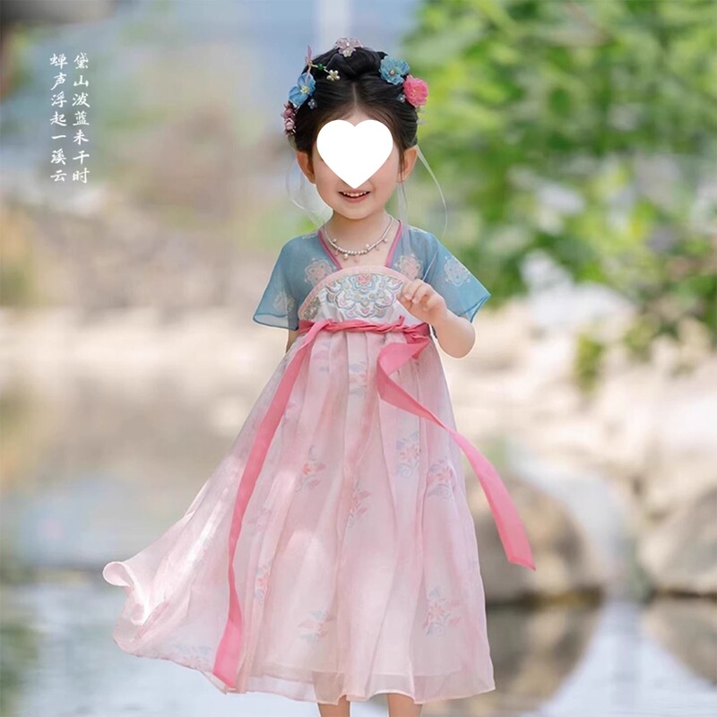 Hanfu-Style Dress for Girls, Tang-Style Dress, 2026 Summer New Model, Children's Fairy-Like National Style Princess Dress, Thin Ruqun for Girls Hanfu-Style Dress for Girls, Tang-Style Dress, 2026 Summer New Model, Children's Fairy-Like National Style Princess Dress, Thin Ruqun for Girls