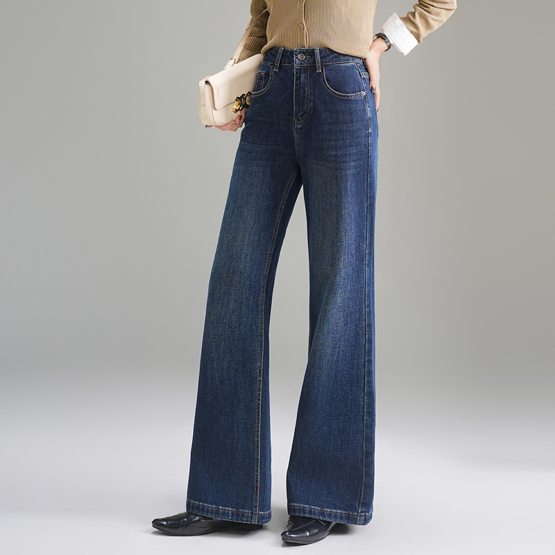 High-Quality Casual Straight-Leg Pants for Women, High-Waisted, Slimming, Flared Jeans Wholesale