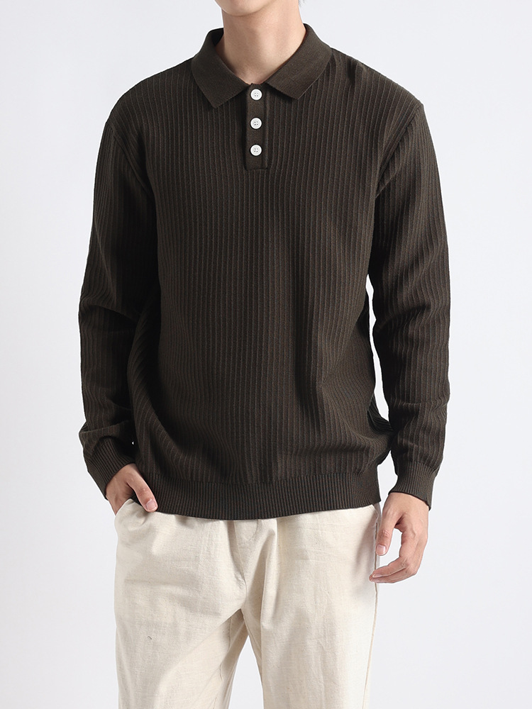 El estilo antiguo de la ropa de hombre suéter de punto hombre lujo ligero alto sentido de negocios con tapa polo americano otoño invierno