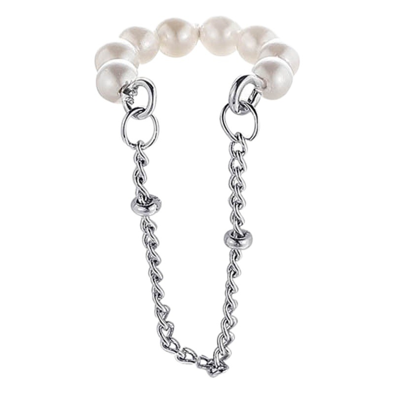 Japanese and Korean style fairy temperament ear bone clip earrings women's short versatile fashion earless Pearl tassel ear clip fashion