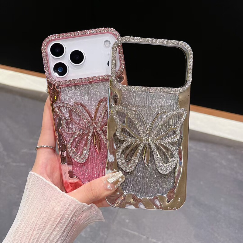 Flash Diamond Butterfly Suitable for Iphone17Promax Mobile Phone Case Apple 16 Cut Out Diamond 15 Electroplating 14 Protective Cover