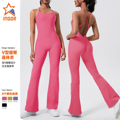 Cross-border American backless one-piece exercise peach buttock exercise fitness suit high elasticity exercise lifting buttocks and abdomen one-piece yoga wear