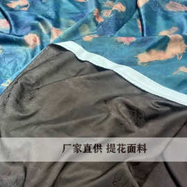 新款玩皮猫国风新中式旗袍连衣裙真丝香云纱双色提花面料服装布