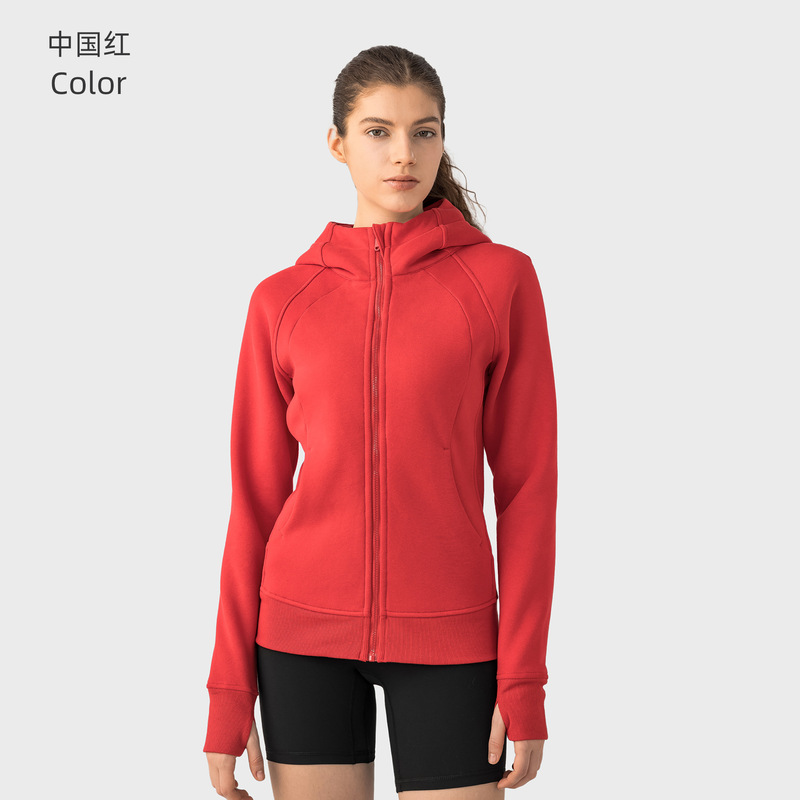 SCA新款加厚保暖连帽外套女户外健身卫衣瑜伽服夹克运动上衣DJ028|undefined