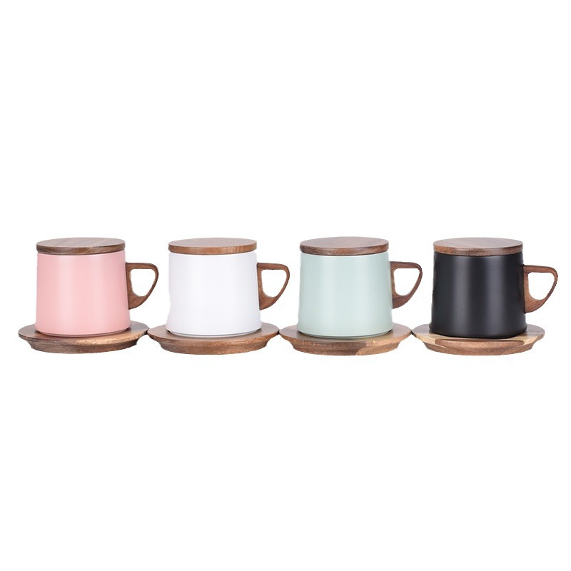 Creativo 304 taza de vacío de acero inoxidable portátil mango de oficina taza de vacío con tapa pareja desayuno taza al por mayor