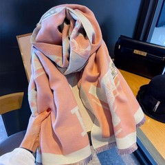 ネットで話題のブルーH馬車柄スカーフ、女性用秋冬新作、カシミヤ風、多用途、厚手、暖かいショール/ネックウォーマー