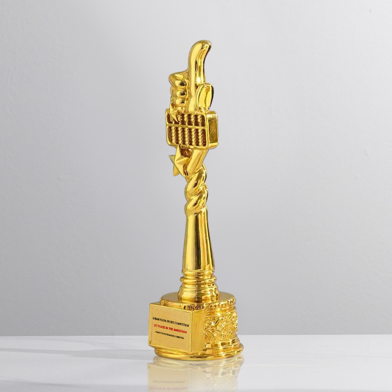 Trofeo de cristal de resina creativo, premios de producción, premios de competición deportiva de gran venta, recuerdos de reuniones anuales de empresa chapados en oro