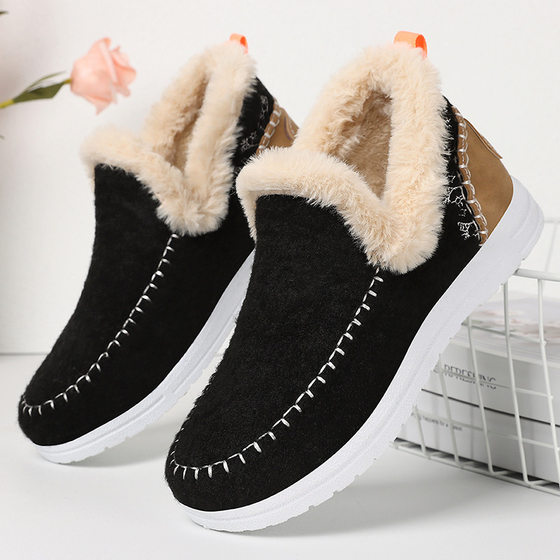Women's Winter New Cotton Shoes Cross-Border Fleece-Lined Thickened Snow Boots Slip-On Convenient Short Boots Fashionable Warm Cotton Boots