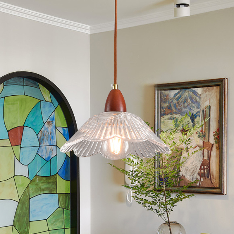 Landelier de vidrio japonés mesa de comedor nórdica bar lámpara de comedor ventana de tienda de ropa roja nórdica lámpara de cabezal de cama