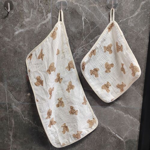 Four-layer textured cotton baby square face towel, absorbent burp cloth, spit-up cloth, nursing cloth for children