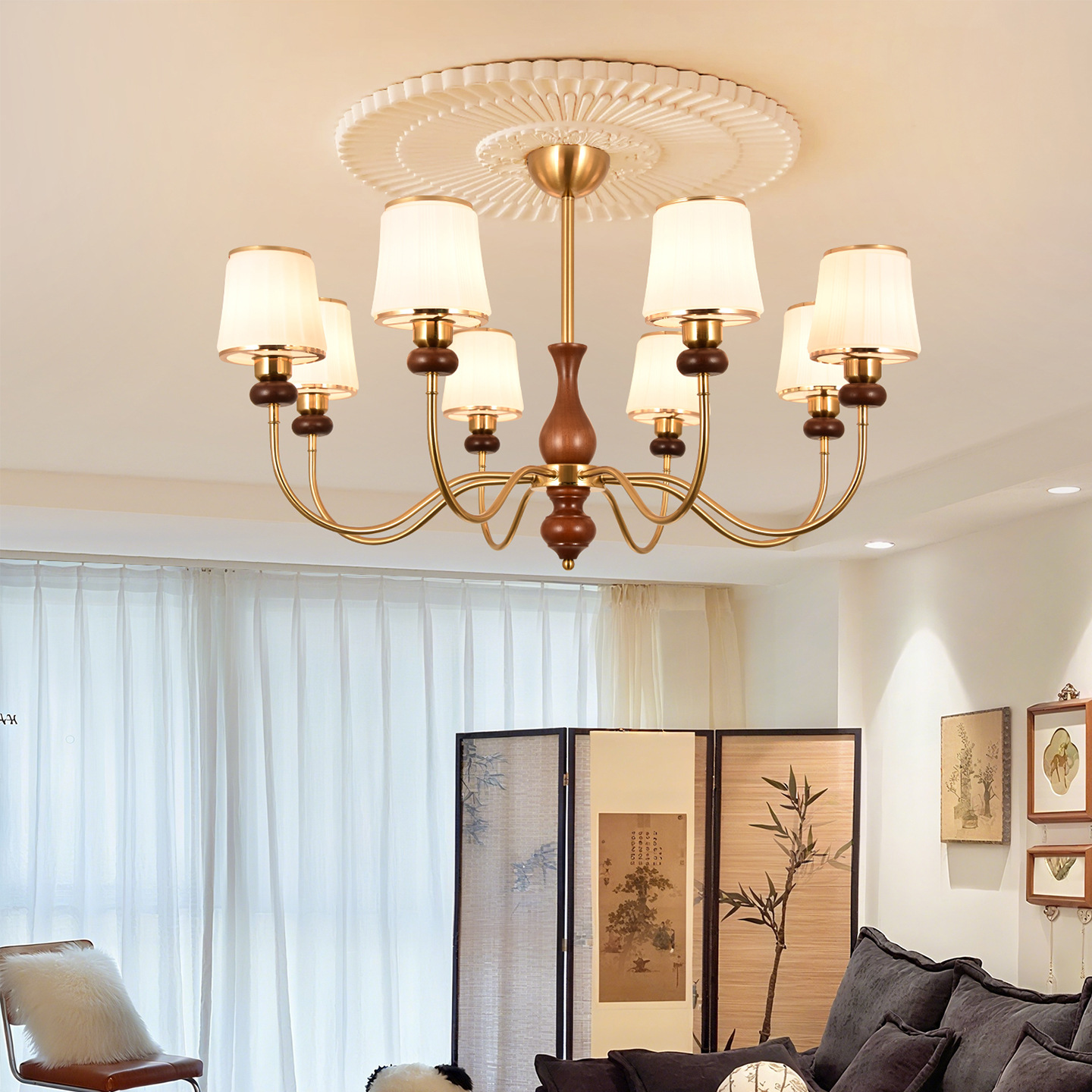 Lámpara de sala de estar francesa retro lámpara de lámpara de comedor lámpara de dormitorio 2026 nuevo estilo medieval lujoso lámpara de luz Zhongshan L271