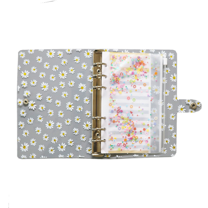 INS Daisy soft shell libro de diario de PVC transparente clip de hojas sueltas A5/A6 libro de diario pequeño cuaderno fresco
