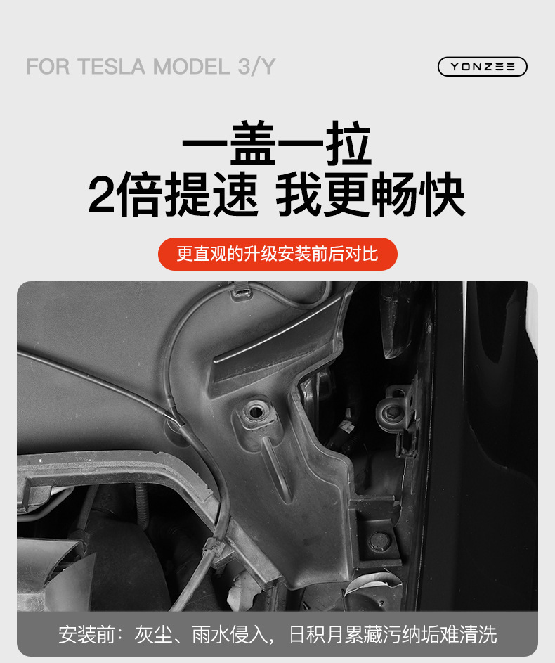 Suitable for Tesla Huanxin Model3/Y Front Engine Room Full Cover Anti-blocking Cover Water Channel Anti-blocking Net Filter Cover