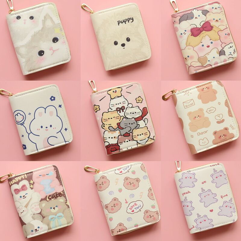 2026 New Fashion Cartoon Student Compact Cute Bear Zipper Short Women's Zipper Wallet Coin Purse 2026 New Fashion Cartoon Student Compact Cute Bear Zipper Short Women's Zipper Wallet Coin Purse