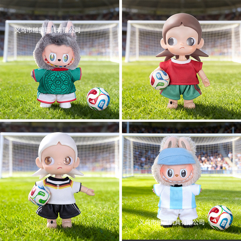 Cross-Border Doll Clothes 10cm Competition-Themed Jersey Zsiga Labubu Trendy Toy Doll Dress-Up Football Outfit Set