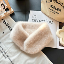 水貂毛围巾韩版秋冬新款保暖双面毛绒吸扣围巾护颈貂皮毛领子女