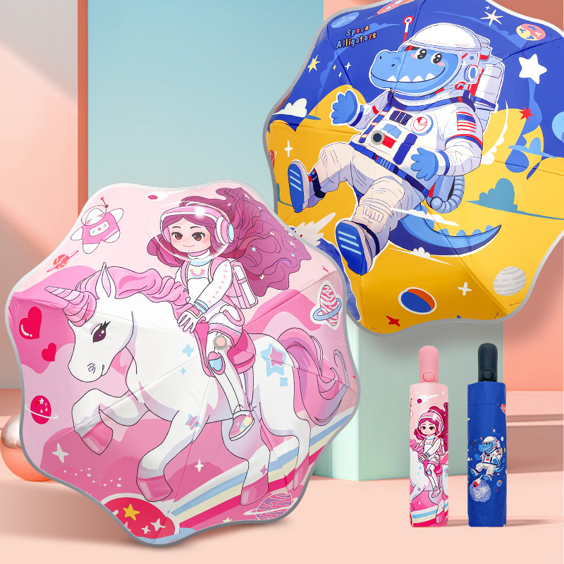 New 70% off Anti-Rebound Umbrella for Primary School Students, Rain or Shine, Children's Umbrella, Vinyl, Sun Protection and Uv Protection, Ready for Sale