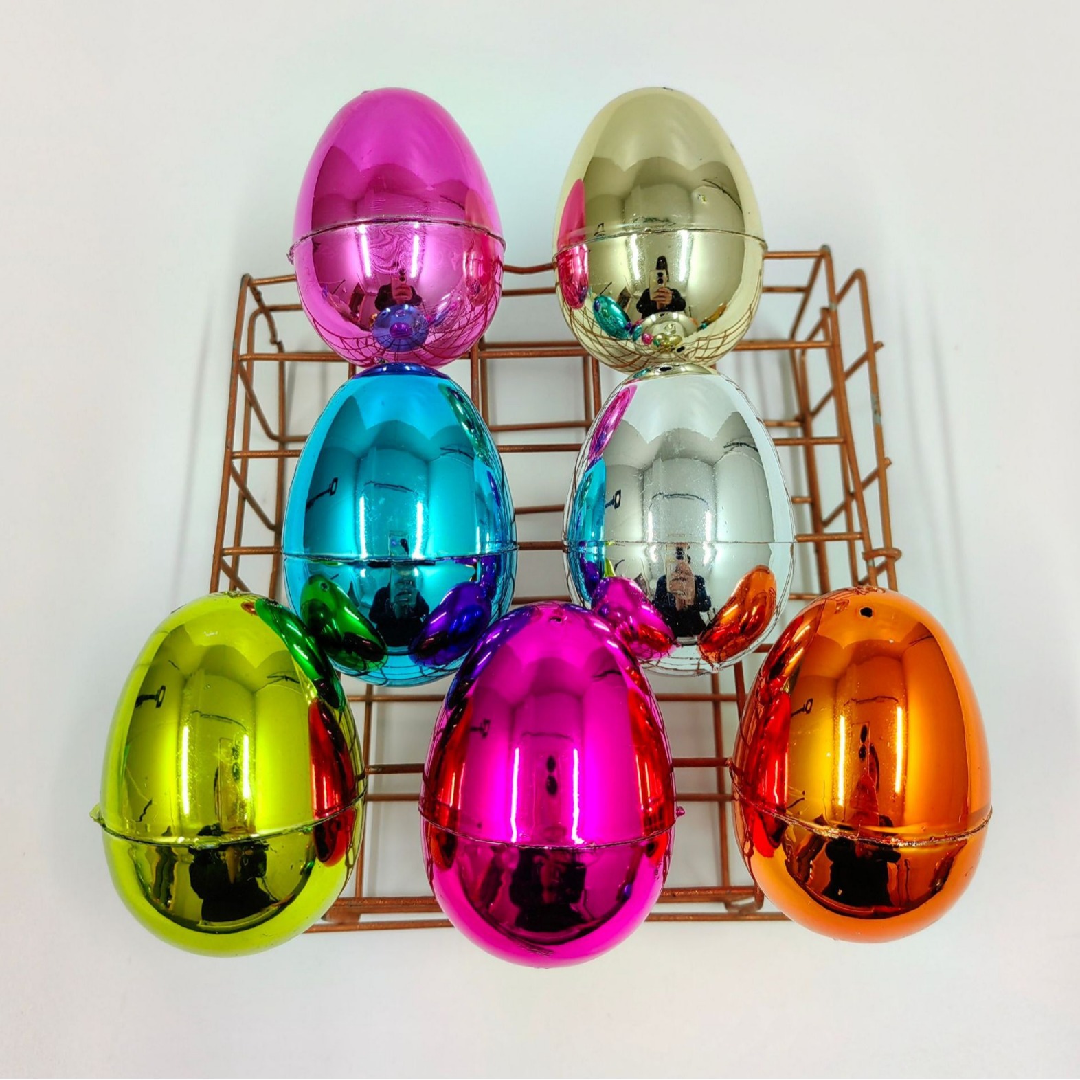 复活节电镀蛋可打开彩蛋幼儿园礼物抽奖塑料可开壳金蛋彩蛋电镀蛋