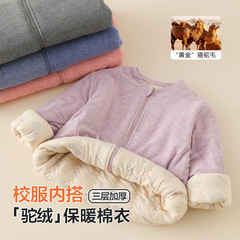 校服神器儿童棉衣内胆三层加厚保暖棉服驼毛拉链可外穿男女童棉袄