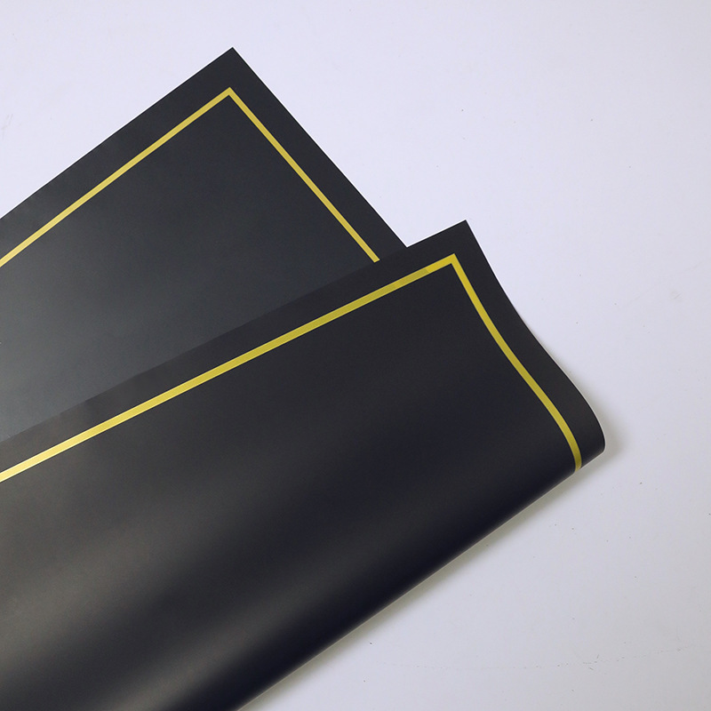 Borde dorado película de gelatina impermeable papel mate flor papel de embalaje ramo floral Día DE LA Madre material de papel de embalaje al por mayor