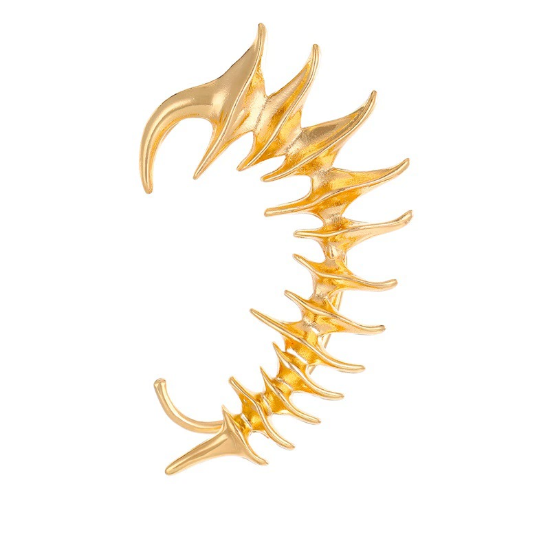 Трансграничный шип, кость позвоночника, механический ветровой крючок для ушей, нишевый дизайн, металлический зажим для ушей специальной формы без отверстия для ушей, мужские и женские серьги