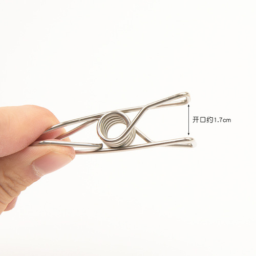 Stainless steel clip with hook for clothes drying metal windproof clothespin kitchen bathroom storage long tail multi-functional wire clip