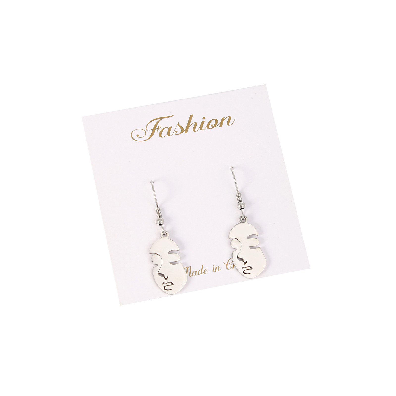 Fashion Portrait Stainless Steel Polishing Drop Earrings 1 Pair