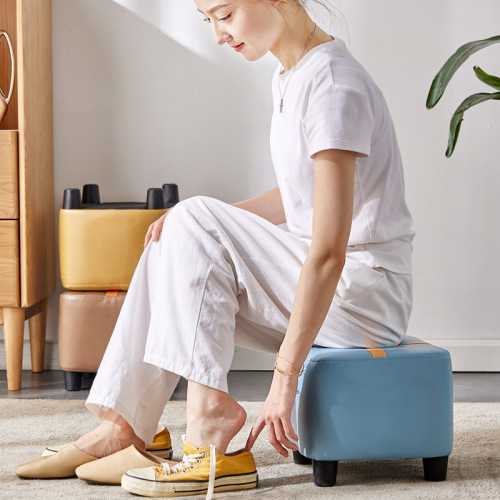 Small stool for home use modern simple sofa stool short stool square stool soft package internet celebrity small shoe changing stool living room small board stool 