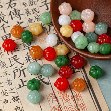 新中式国风仿金丝玉南瓜珠散珠玻璃扁南瓜珠DIY发簪配件服装辅料
